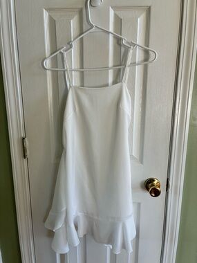 Altar'd State White Mini Dress with Ruffle Hem